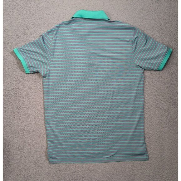 Peter Millar Teal and Gray Striped Polo Shirt - Picture 2 of 9